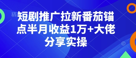 短剧推广拉新番茄锚点半月收益1万+大佬分享实操-艾客创业网