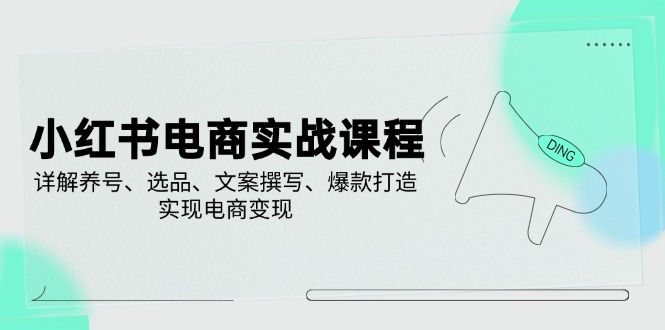 小红书电商实战课程，详解养号、选品、文案撰写、爆款打造，实现电商变现-艾客创业网
