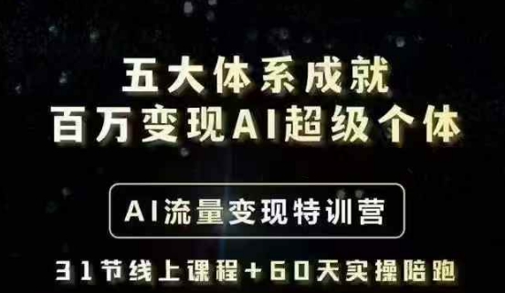 五大体系成就百万变现AI超级个体- AI流量变现特训营，一步一步教你一个人怎么年入百W-艾客创业网