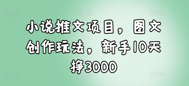 小说推文项目，图文创作玩法，新手10天挣3000-艾客创业网
