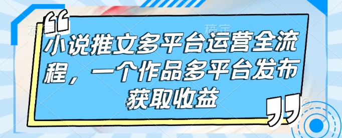 小说推文多平台运营全流程，一个作品多平台发布获取收益-艾客创业网