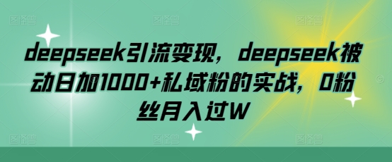 deepseek引流变现，deepseek被动日加1000+私域粉的实战，0粉丝月入过W-艾客创业网