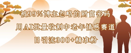 被99%博主忽略的财富密码：用AI批量收割中老年情感赛道，日引流300+精准粉-艾客创业网
